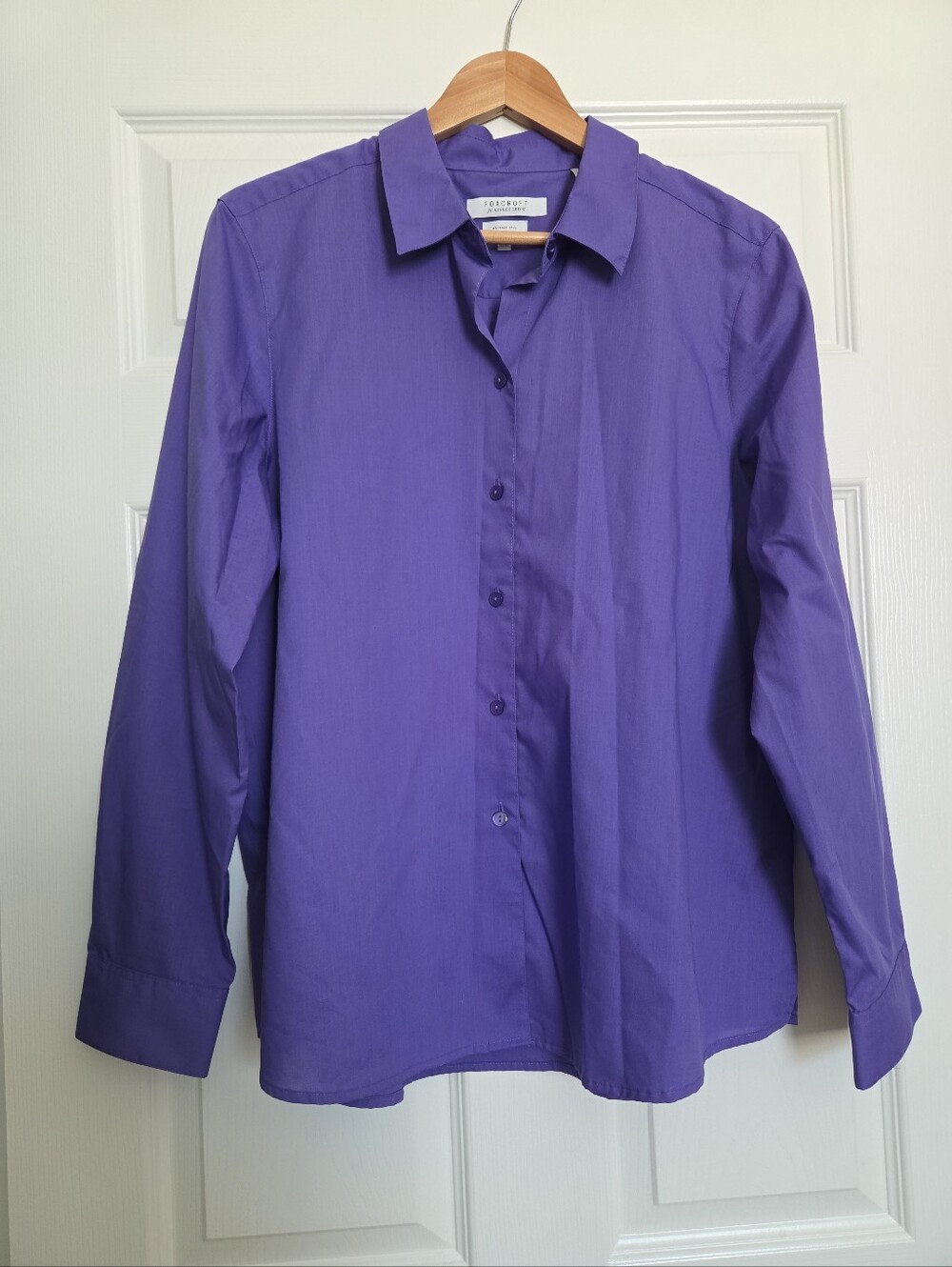 Foxcroft 18 Purple V-Neck Shirt Wrinkle Free Shaped